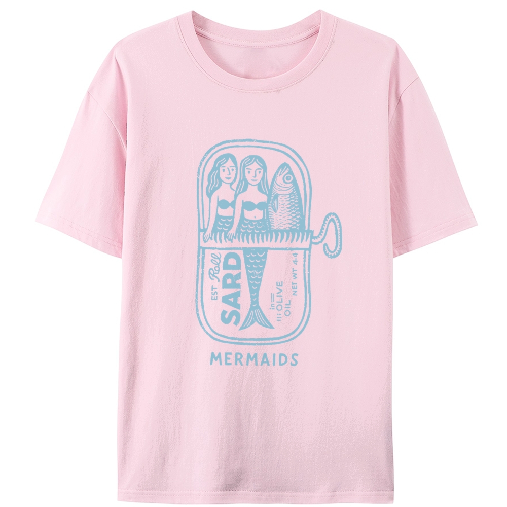 Sardine Can Mermaids Retro Designed for Women - Slim Fit Cotton Tee