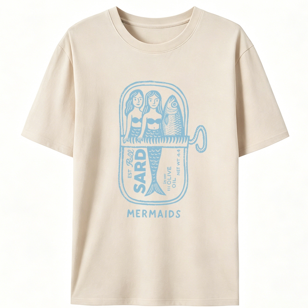 Sardine Can Mermaids Retro Designed for Women - Slim Fit Cotton Tee