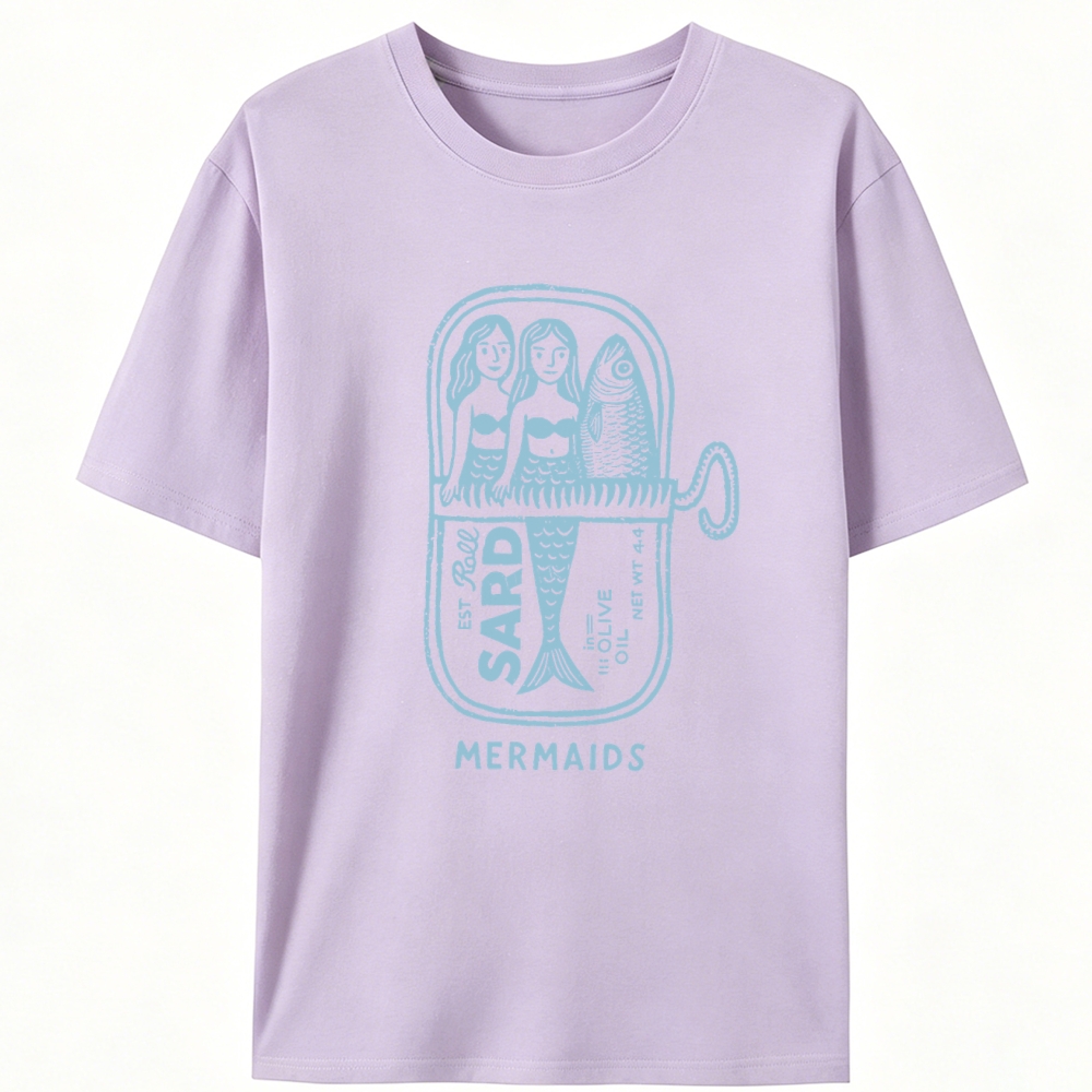 Sardine Can Mermaids Retro Designed for Women - Slim Fit Cotton Tee
