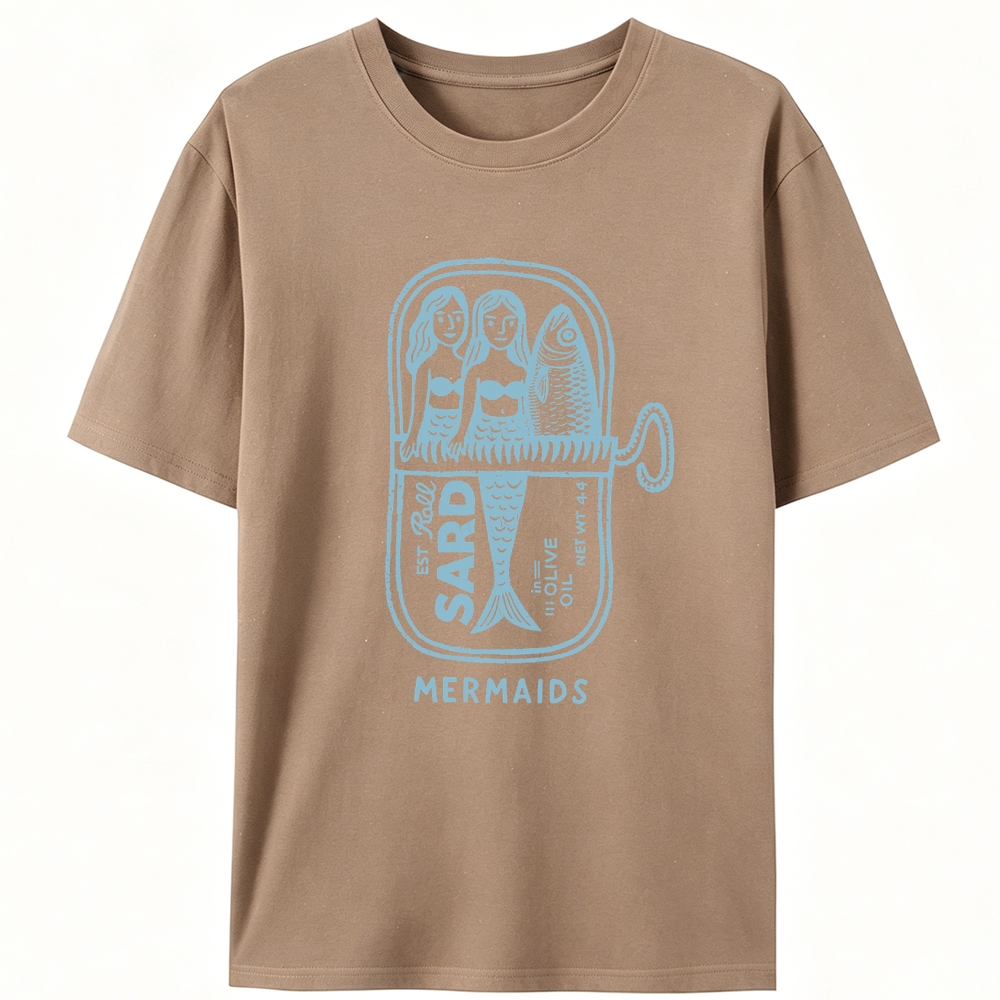 Sardine Can Mermaids Retro Designed for Women - Slim Fit Cotton Tee