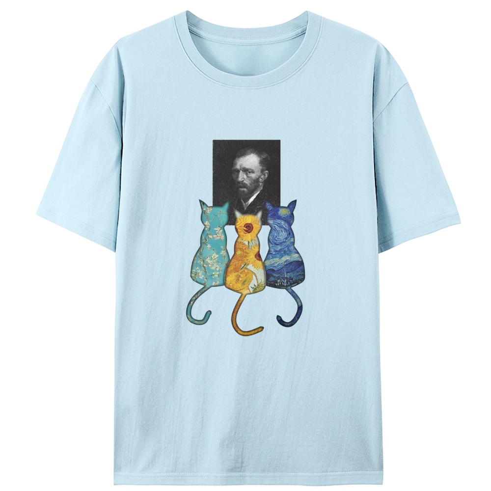 Van Gogh Masterpiece Cats Silhouette Designed for Women - Slim Fit Cotton Tee