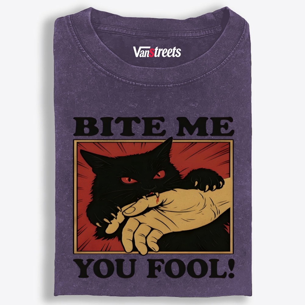 Bite Me You Fool Retro Washed T-Shirt | 100% Cotton | Streetwear Essential