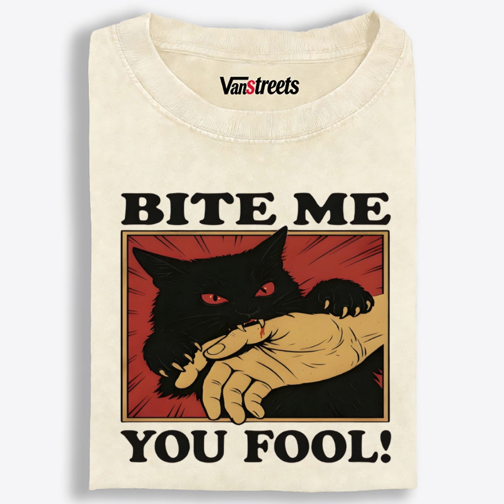 Bite Me You Fool Retro Washed T-Shirt | 100% Cotton | Streetwear Essential