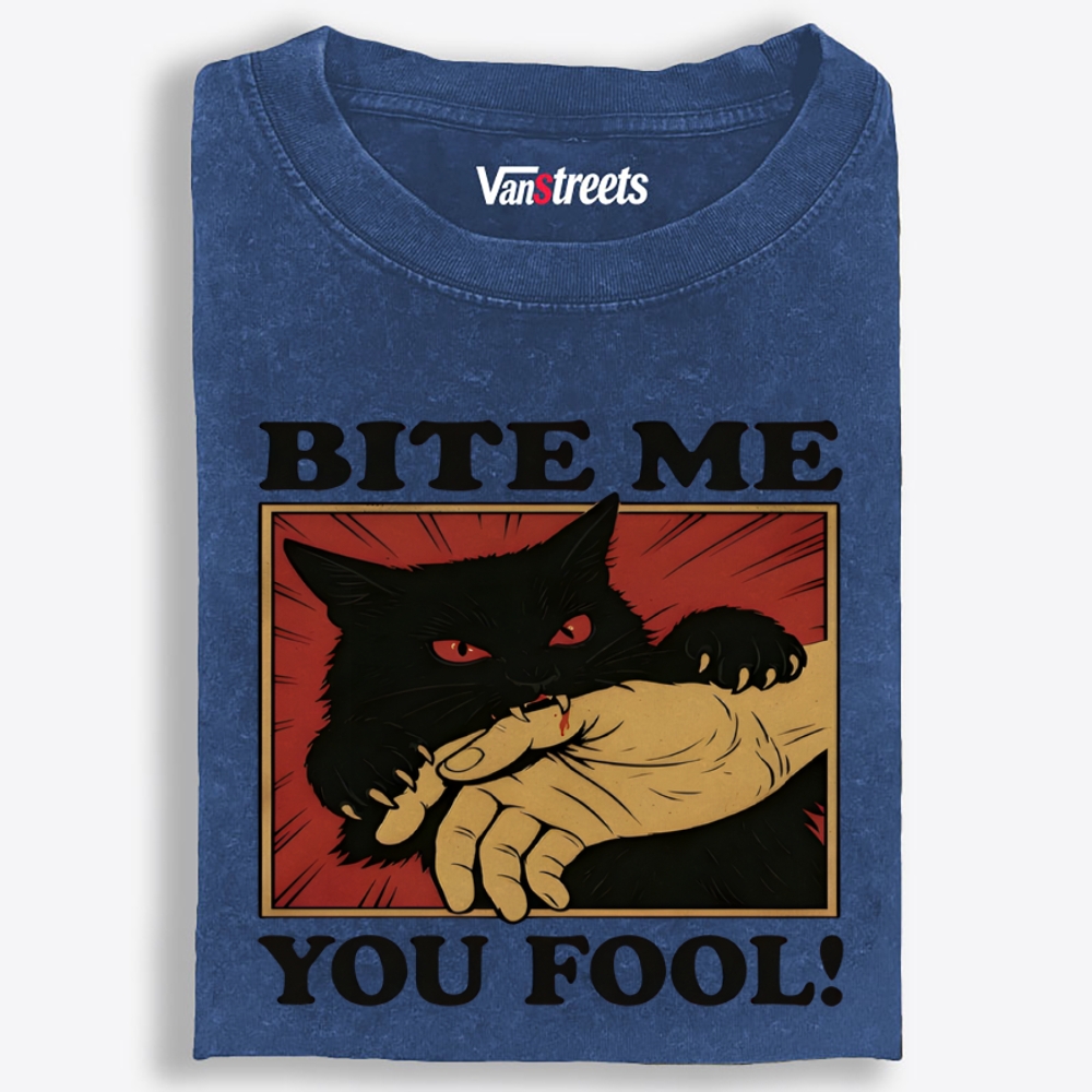 Bite Me You Fool Retro Washed T-Shirt | 100% Cotton | Streetwear Essential