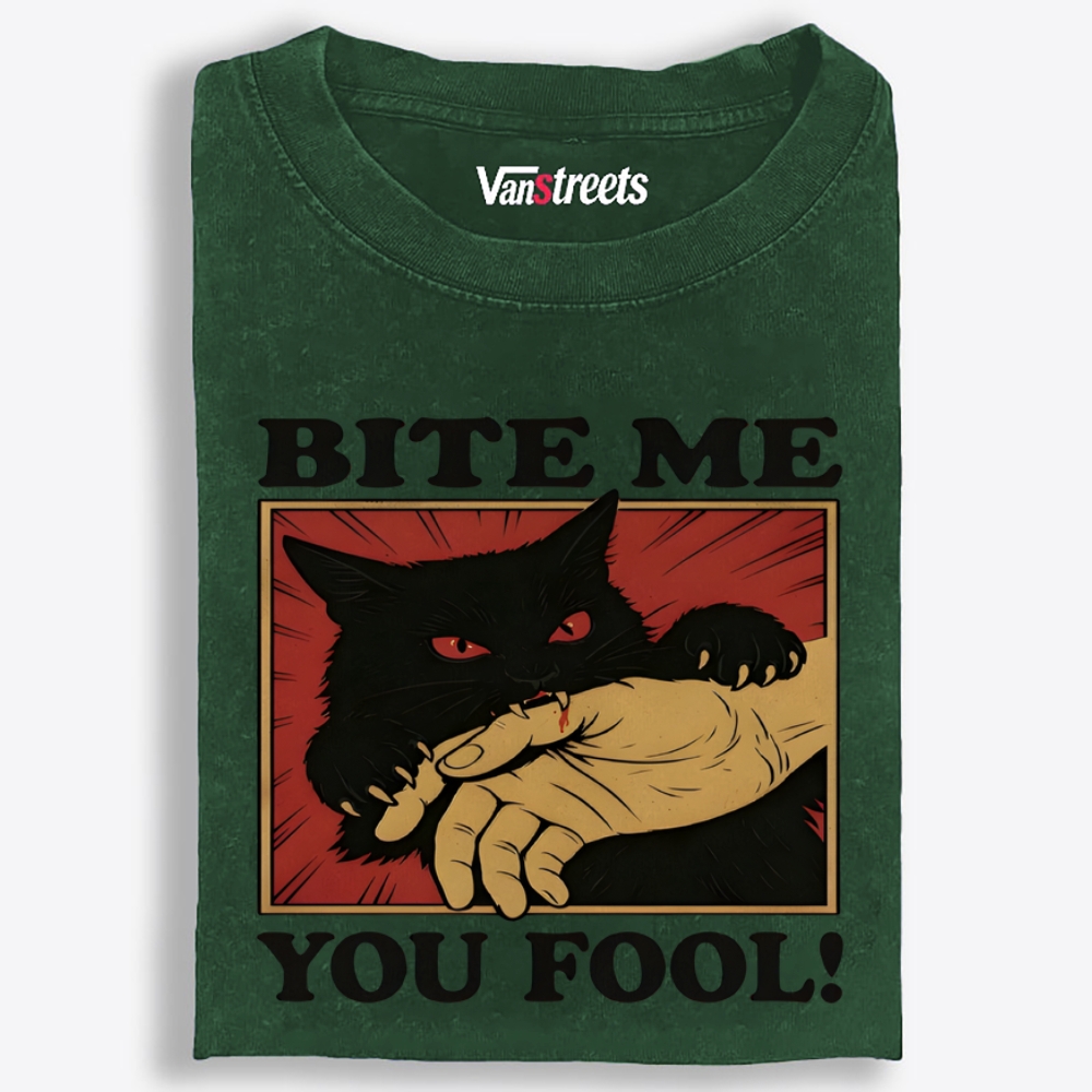 Bite Me You Fool Retro Washed T-Shirt | 100% Cotton | Streetwear Essential