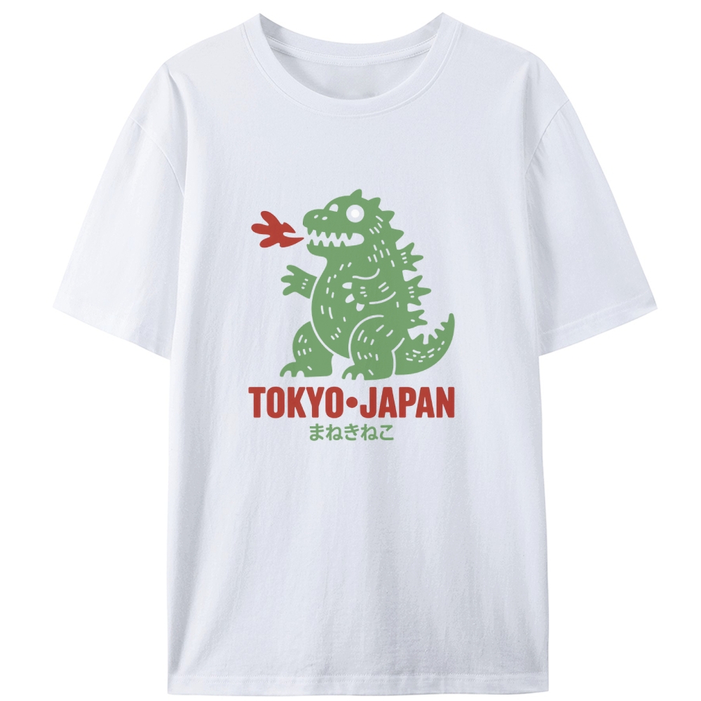 Maneki Neko Godzilla Tokyo Retro Designed for Women - Slim Fit Cotton Tee