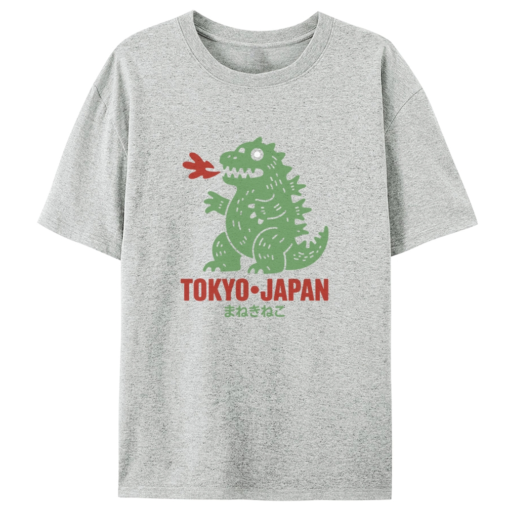 Maneki Neko Godzilla Tokyo Retro Designed for Women - Slim Fit Cotton Tee