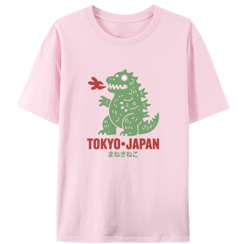 Maneki Neko Godzilla Tokyo Retro Designed for Women - Slim Fit Cotton Tee