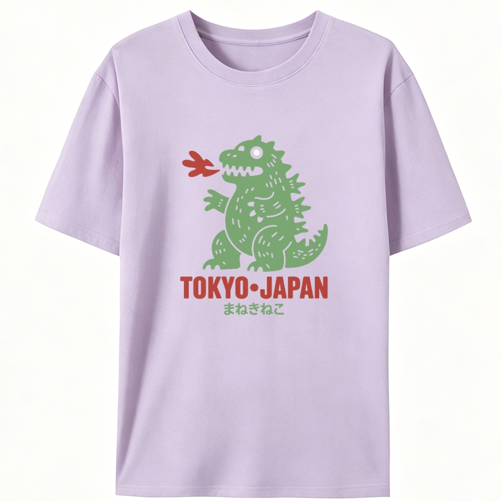 Maneki Neko Godzilla Tokyo Retro Designed for Women - Slim Fit Cotton Tee