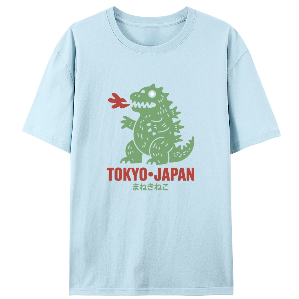 Maneki Neko Godzilla Tokyo Retro Designed for Women - Slim Fit Cotton Tee