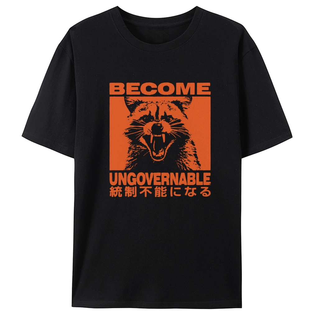 Become Ungovernable Raccoon Retro Designed for Women - Slim Fit Cotton Tee