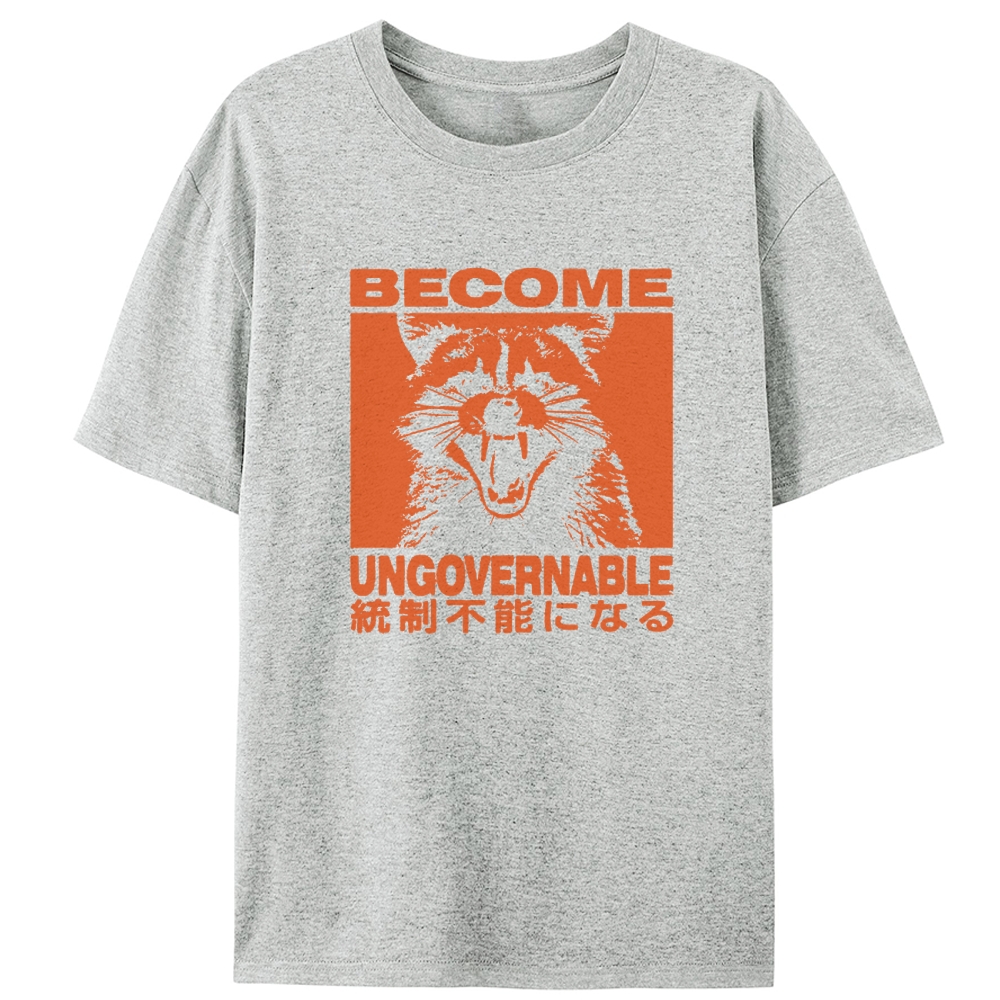 Become Ungovernable Raccoon Retro Designed for Women - Slim Fit Cotton Tee