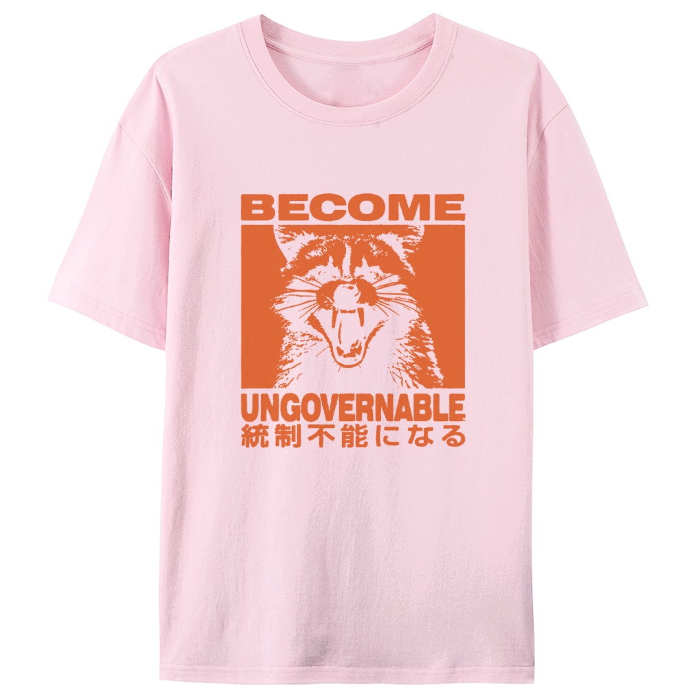 Become Ungovernable Raccoon Retro Designed for Women - Slim Fit Cotton Tee