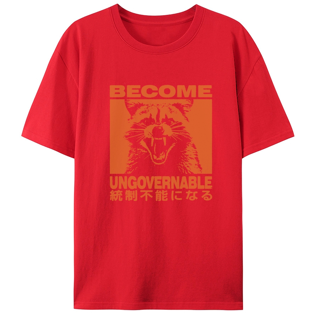 Become Ungovernable Raccoon Retro Designed for Women - Slim Fit Cotton Tee