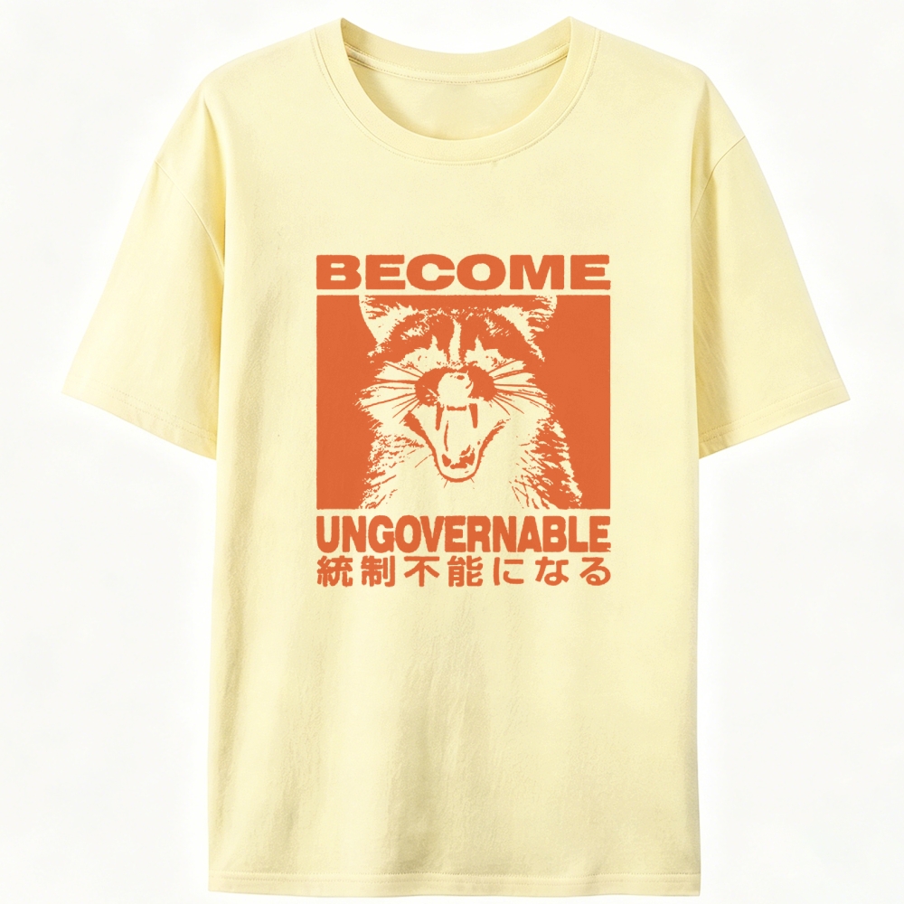 Become Ungovernable Raccoon Retro Designed for Women - Slim Fit Cotton Tee