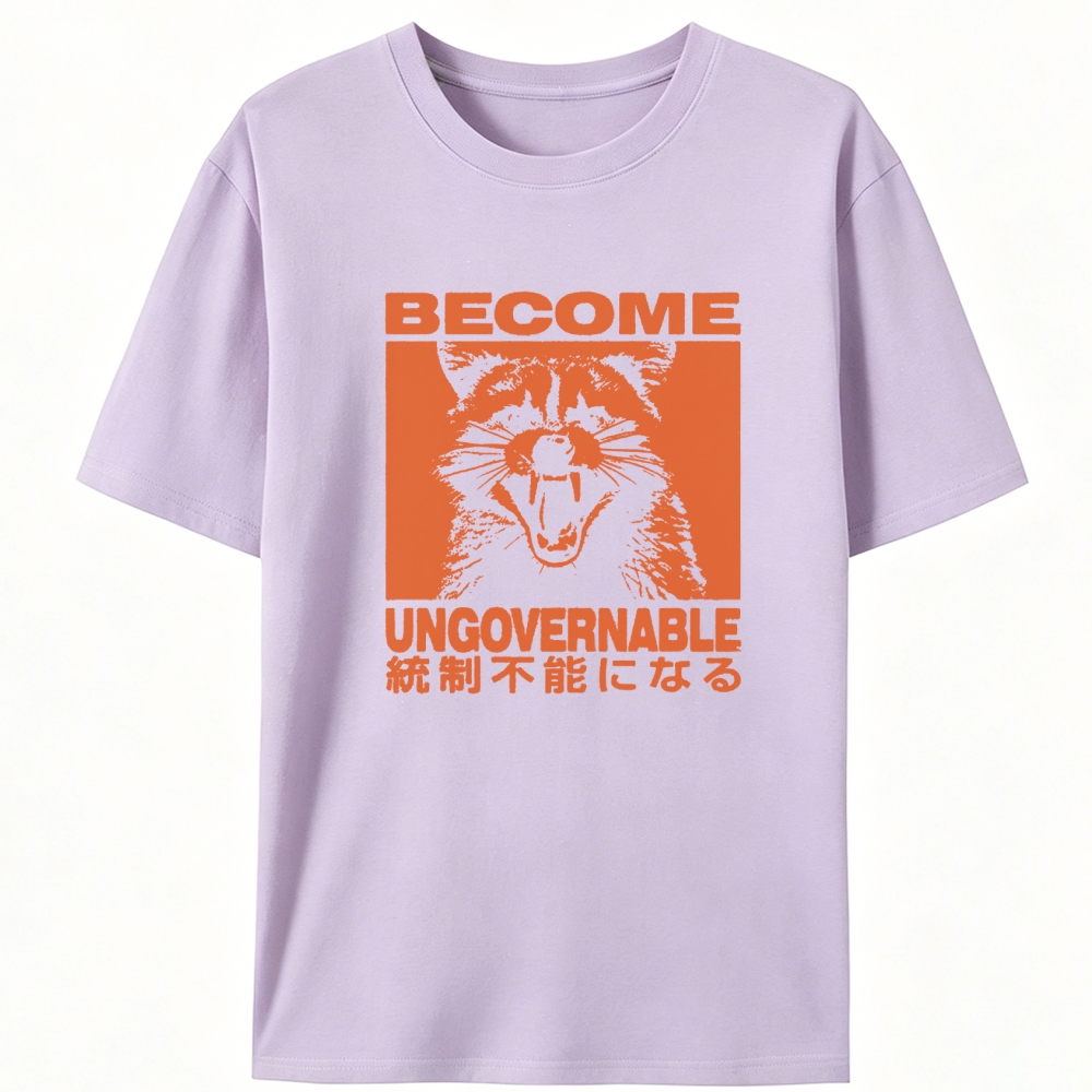 Become Ungovernable Raccoon Retro Designed for Women - Slim Fit Cotton Tee
