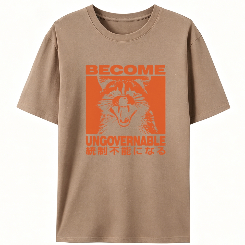Become Ungovernable Raccoon Retro Designed for Women - Slim Fit Cotton Tee