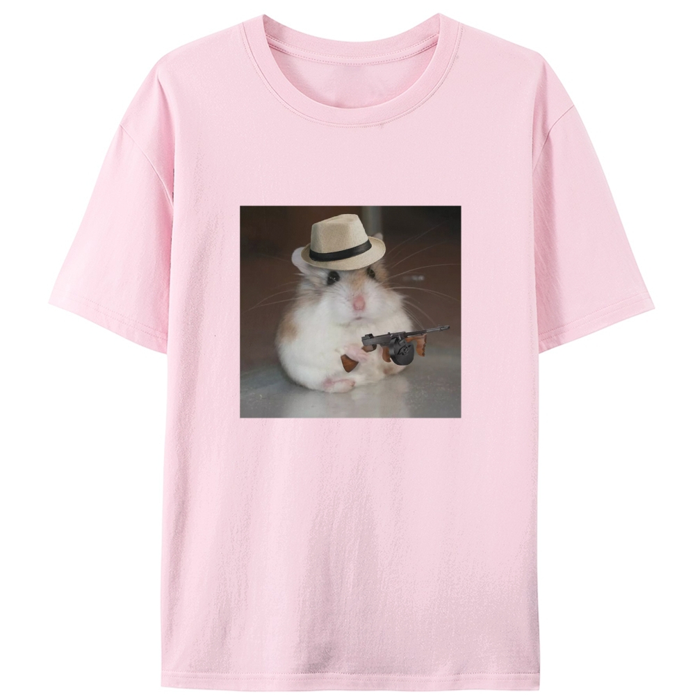 Gangster Hamster Retro Designed for Women - Slim Fit Cotton Tee