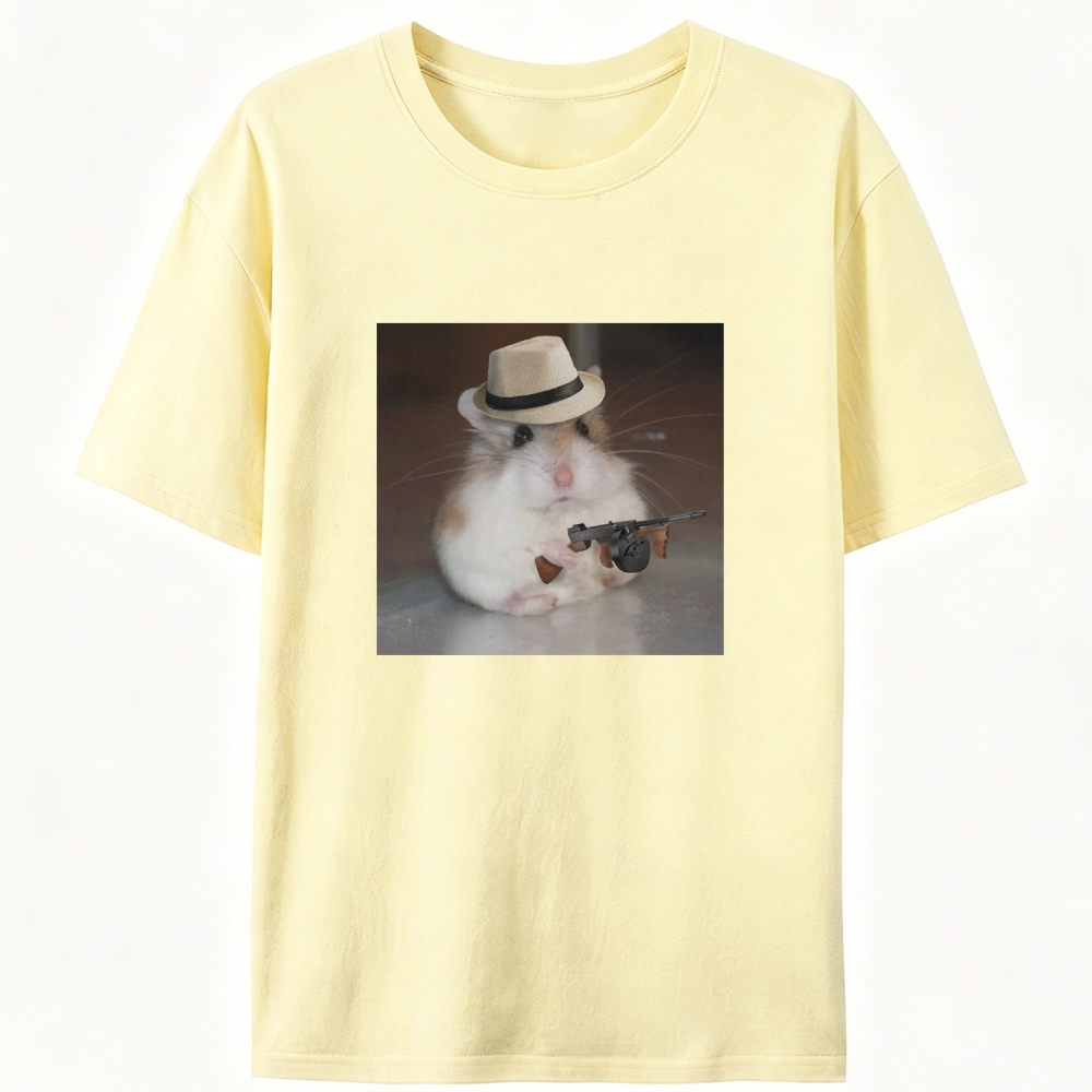 Gangster Hamster Retro Designed for Women - Slim Fit Cotton Tee
