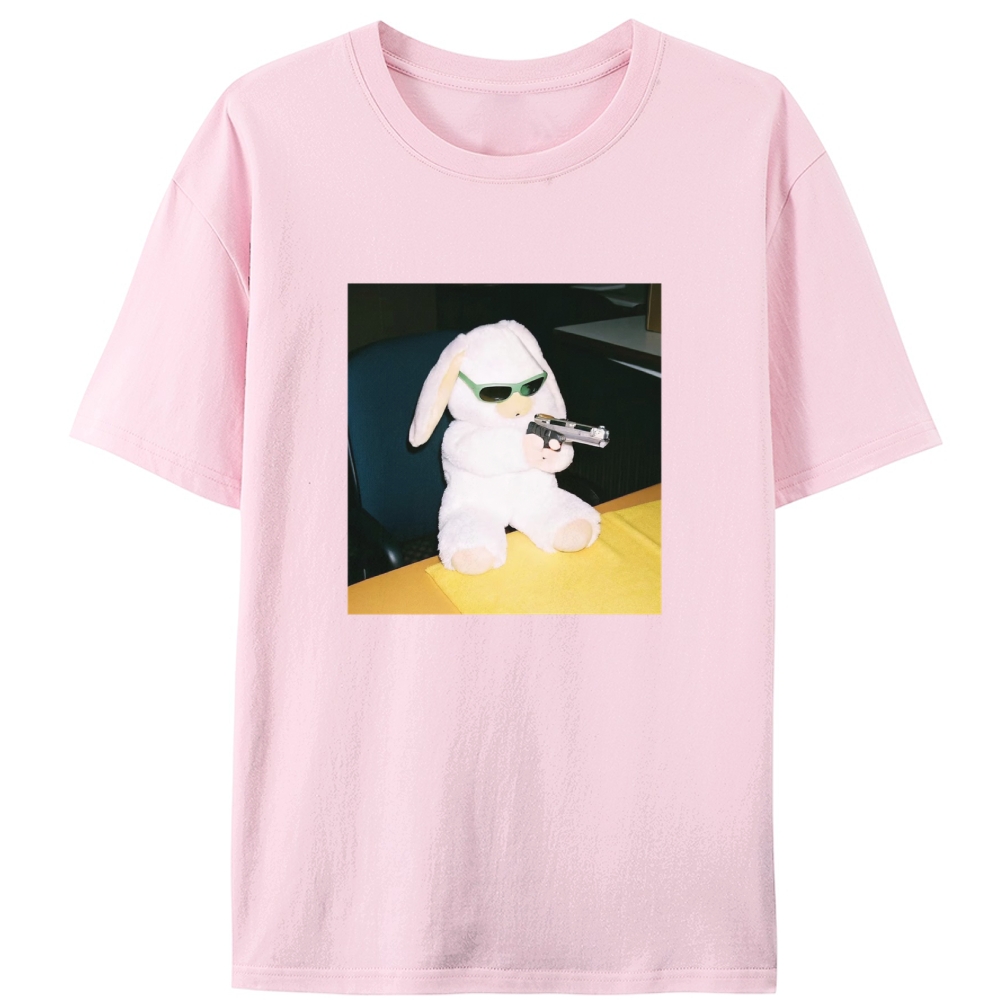 Green Shades Gun Rabbit Retro Designed for Women - Slim Fit Cotton Tee
