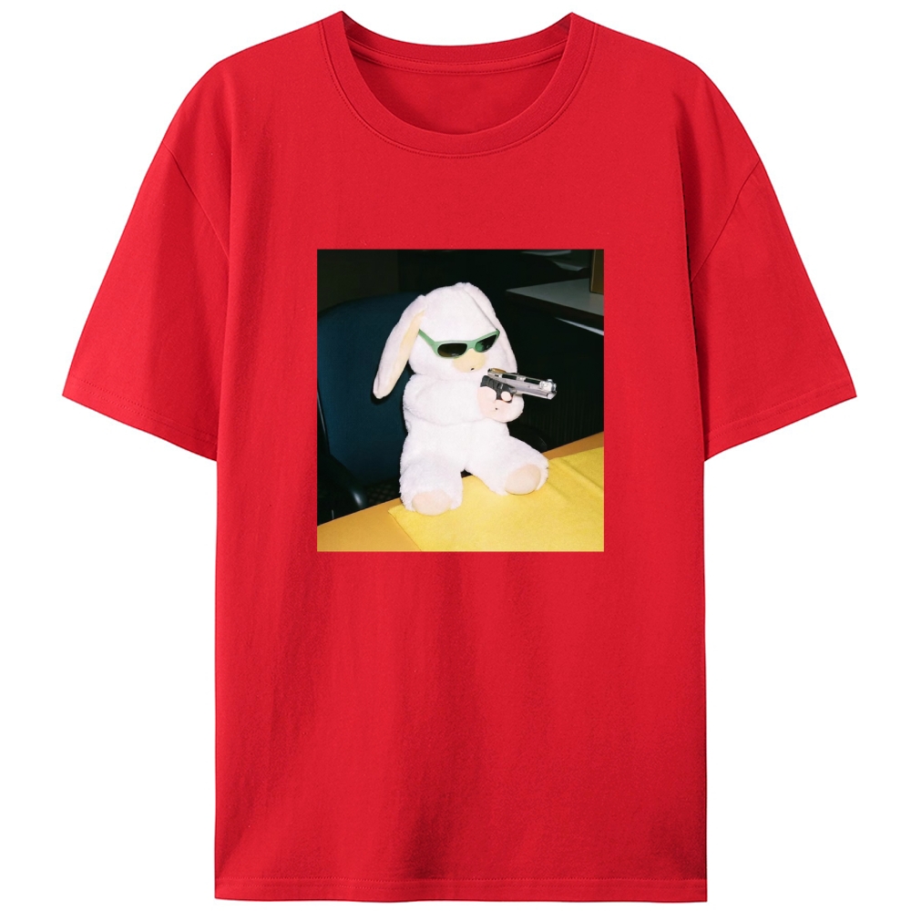 Green Shades Gun Rabbit Retro Designed for Women - Slim Fit Cotton Tee