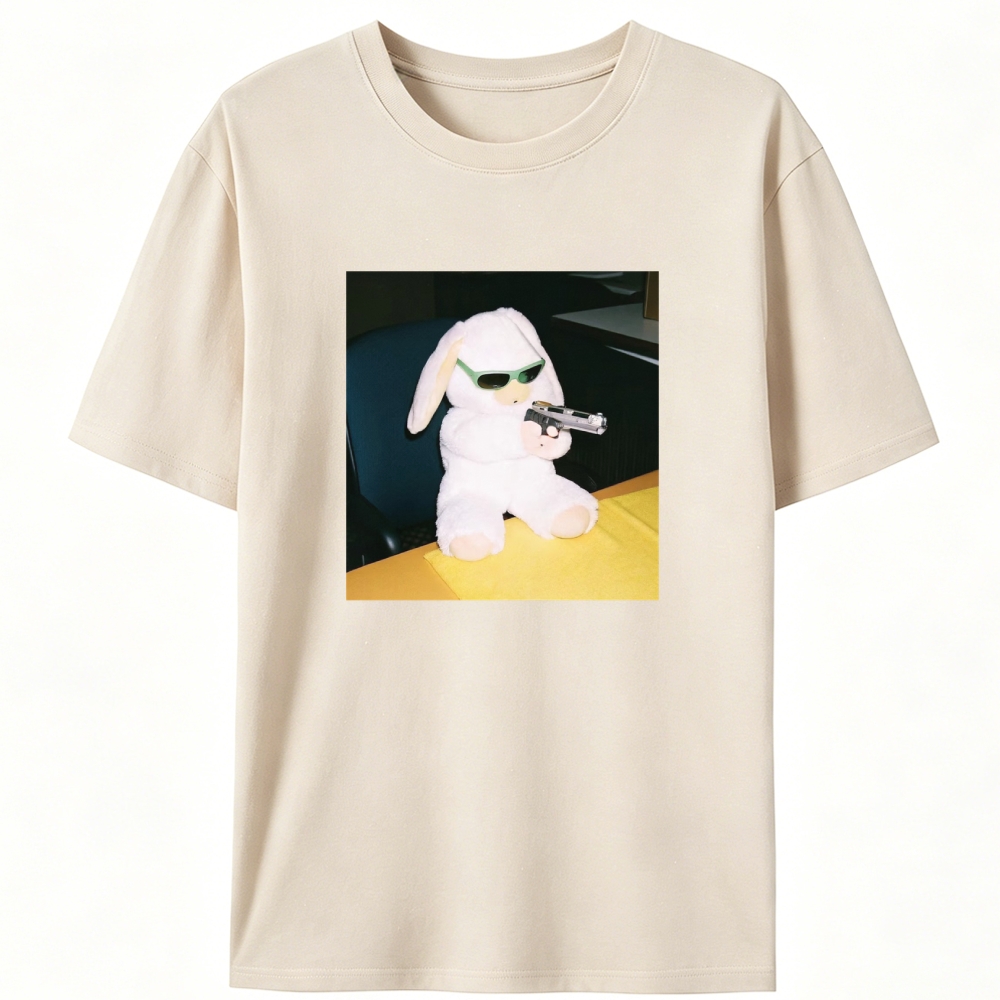 Green Shades Gun Rabbit Retro Designed for Women - Slim Fit Cotton Tee