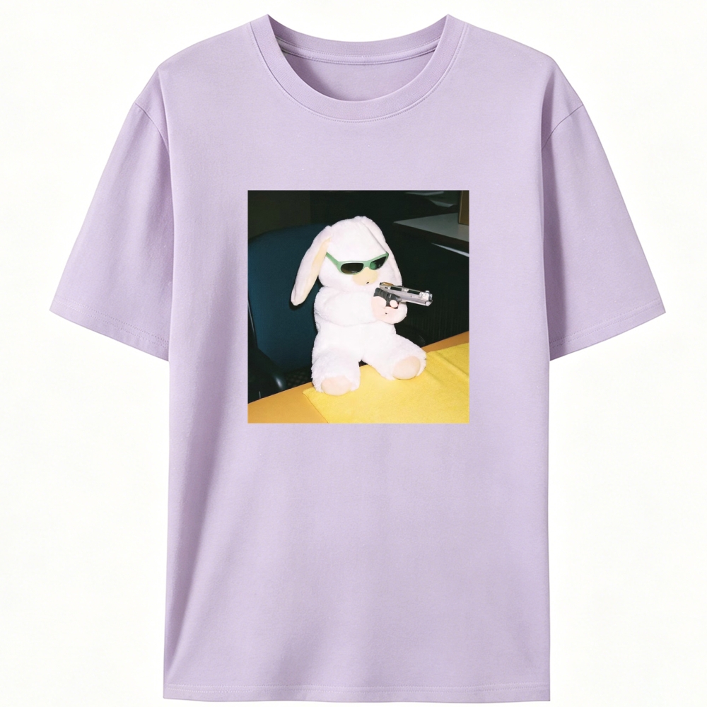 Green Shades Gun Rabbit Retro Designed for Women - Slim Fit Cotton Tee