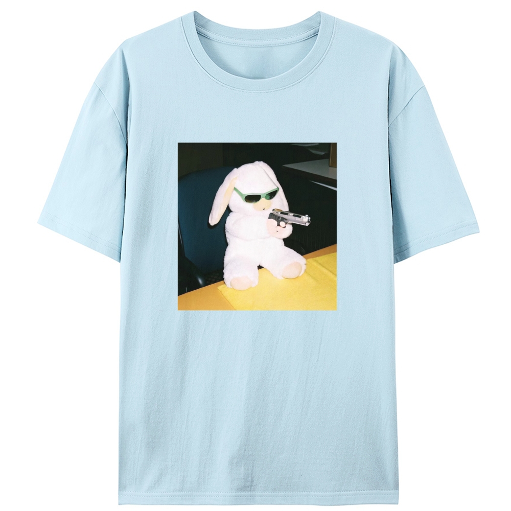 Green Shades Gun Rabbit Retro Designed for Women - Slim Fit Cotton Tee