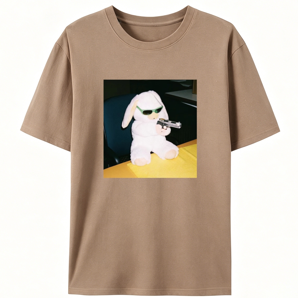 Green Shades Gun Rabbit Retro Designed for Women - Slim Fit Cotton Tee