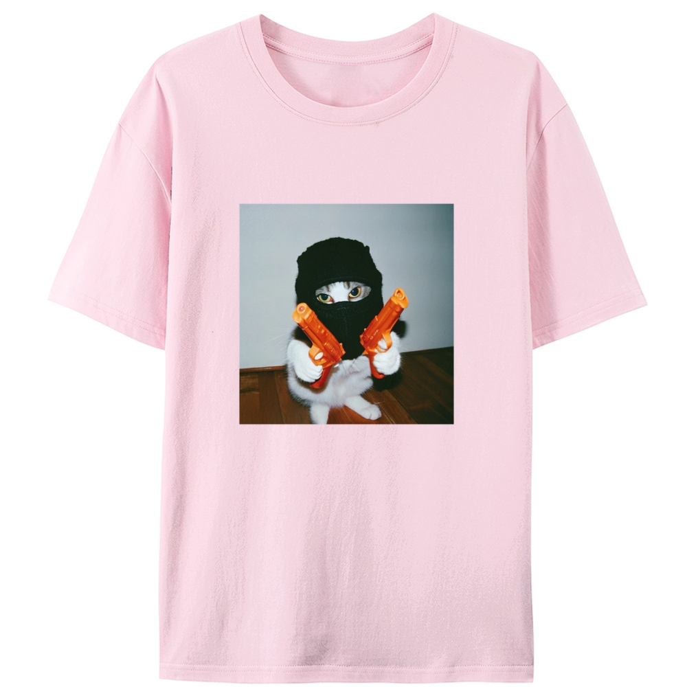 Dual Pistols Cat Retro Designed for Women - Slim Fit Cotton Tee
