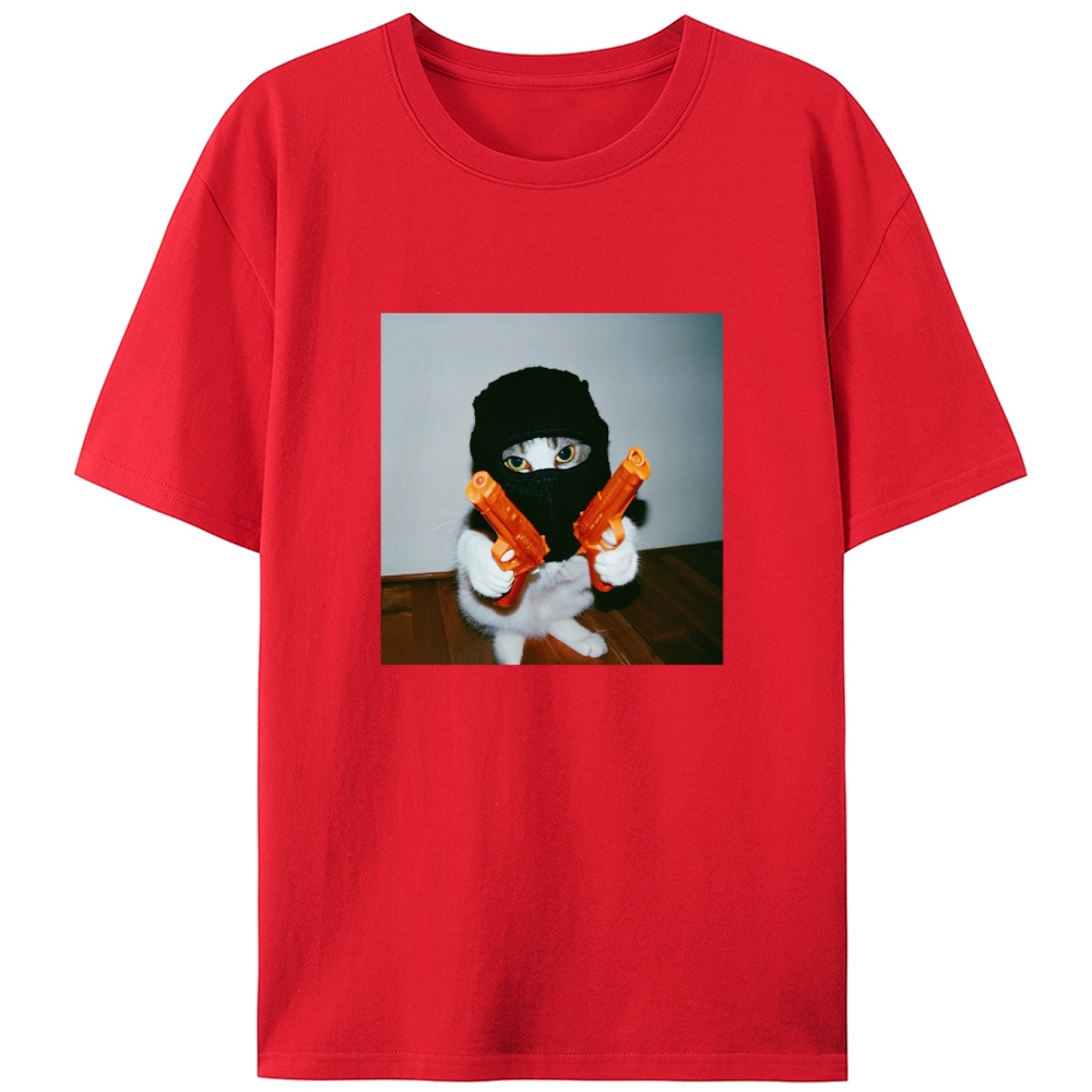Dual Pistols Cat Retro Designed for Women - Slim Fit Cotton Tee