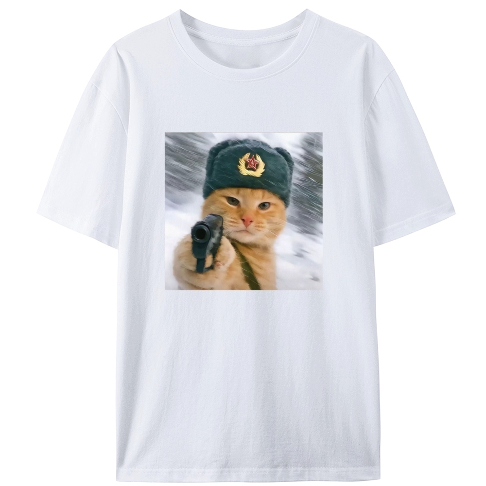 Red Army Cat Retro Designed for Women - Slim Fit Cotton Tee