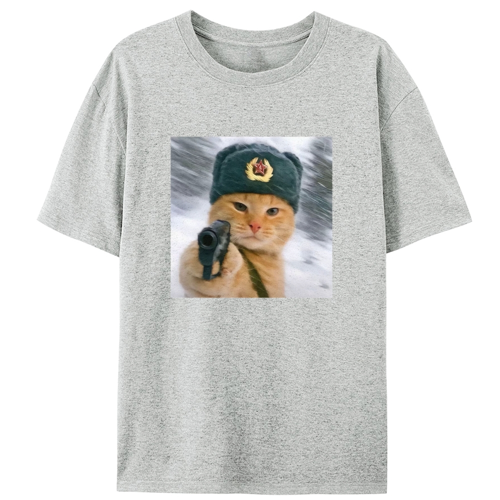 Red Army Cat Retro Designed for Women - Slim Fit Cotton Tee