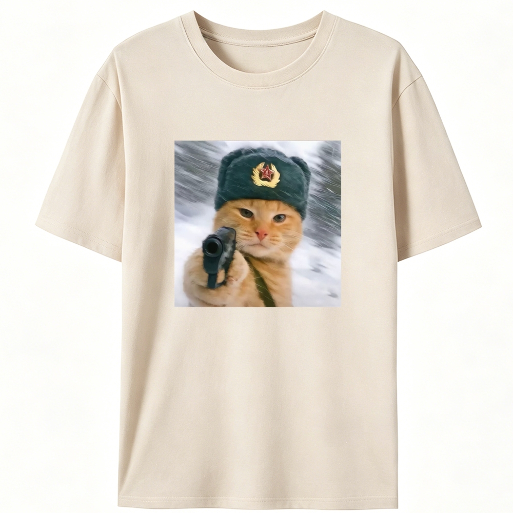 Red Army Cat Retro Designed for Women - Slim Fit Cotton Tee