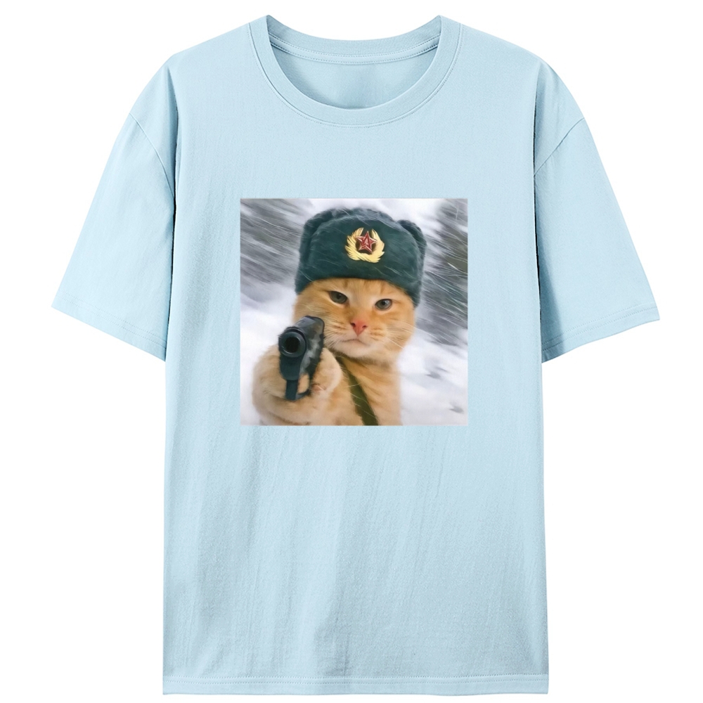 Red Army Cat Retro Designed for Women - Slim Fit Cotton Tee