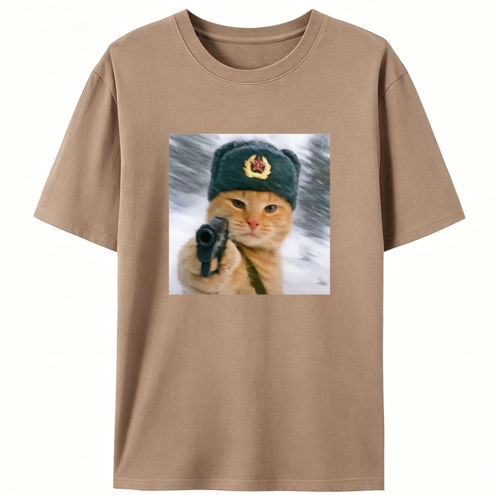 Red Army Cat Retro Designed for Women - Slim Fit Cotton Tee