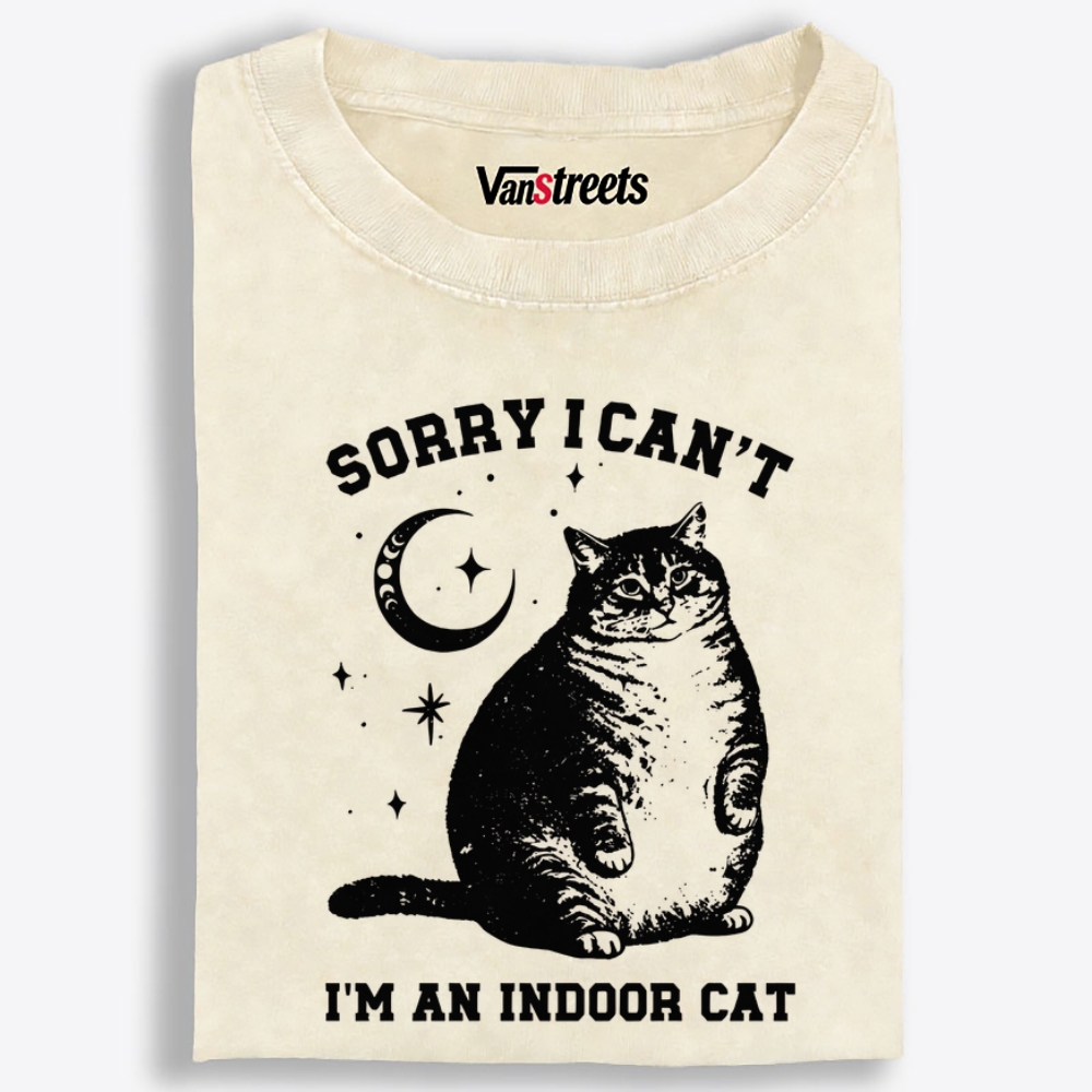 Chonky Indoor Cat Retro Washed T-Shirt | 100% Cotton | Streetwear Essential