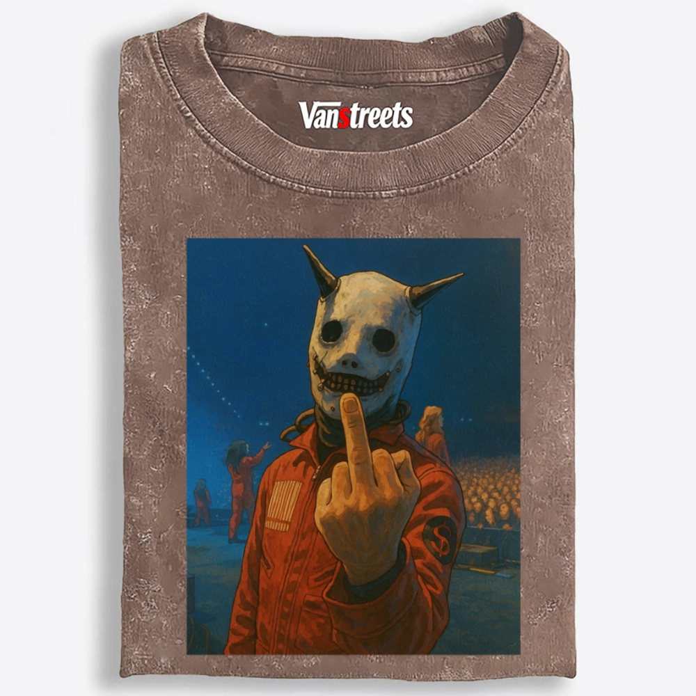 Squid Game Middle Finger Retro Washed T-Shirt | 100% Cotton | Streetwear Essential
