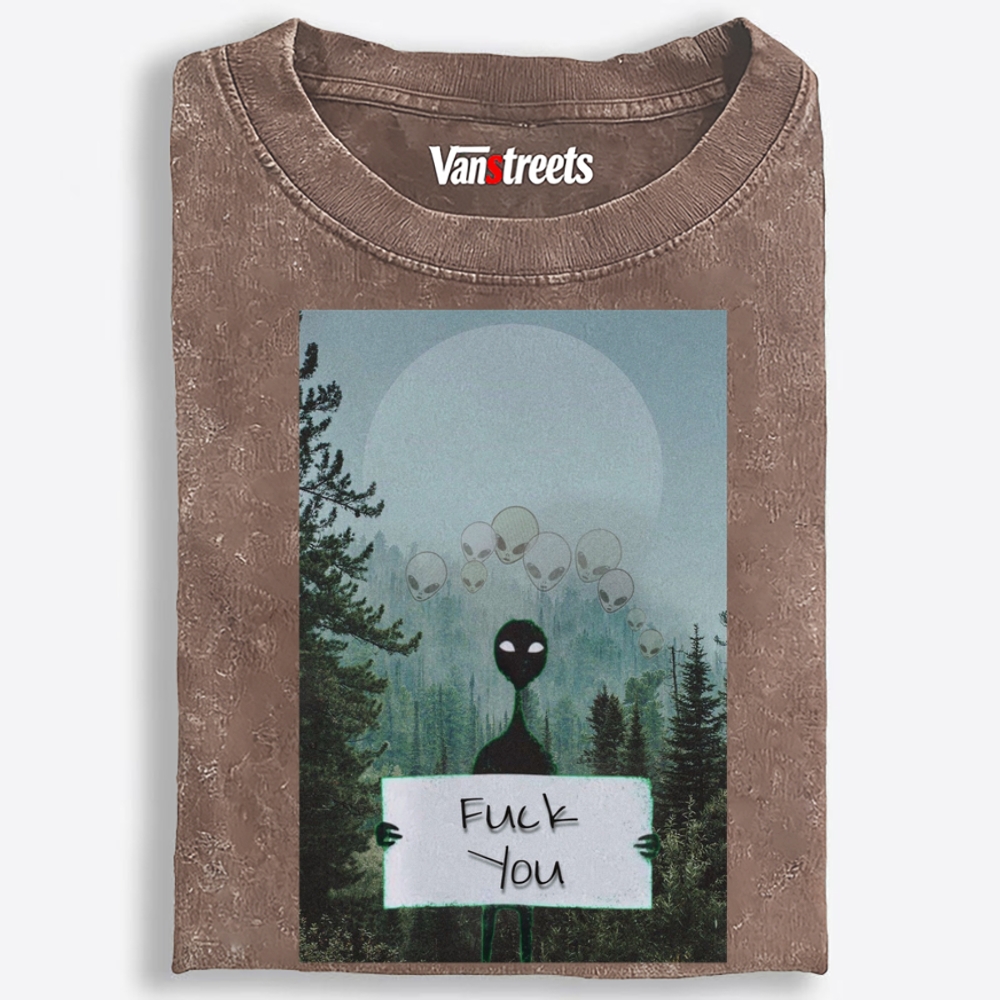 Alien Fuck You Retro Washed T-Shirt | 100% Cotton | Streetwear Essential