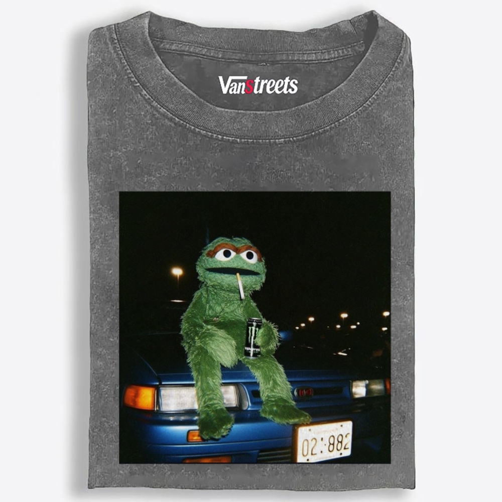 Grouch Night Vibes Retro Washed T-Shirt | 100% Cotton | Streetwear Essential
