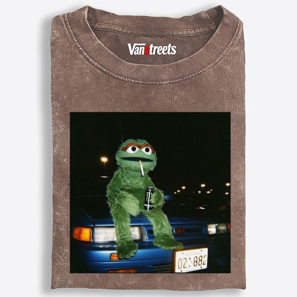 Grouch Night Vibes Retro Washed T-Shirt | 100% Cotton | Streetwear Essential