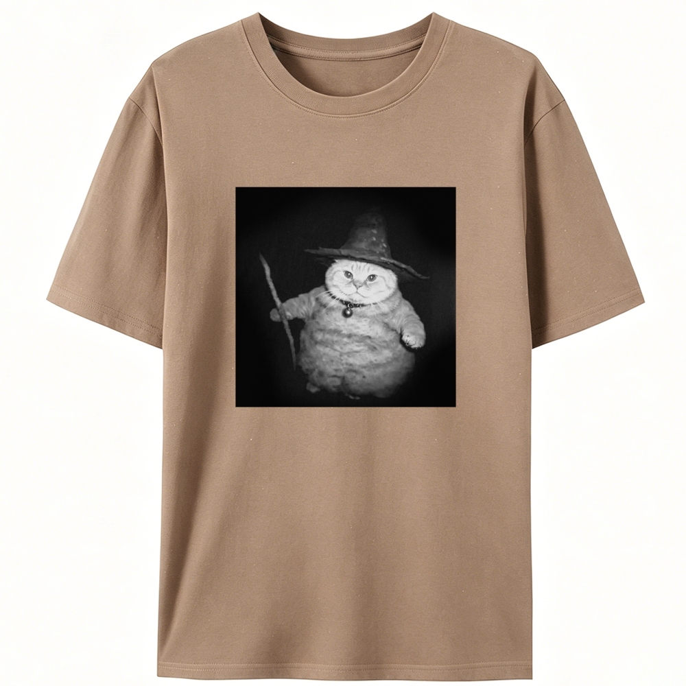 Wizard Cat Retro Black & White Retro Designed for Women - Slim Fit Cotton Tee