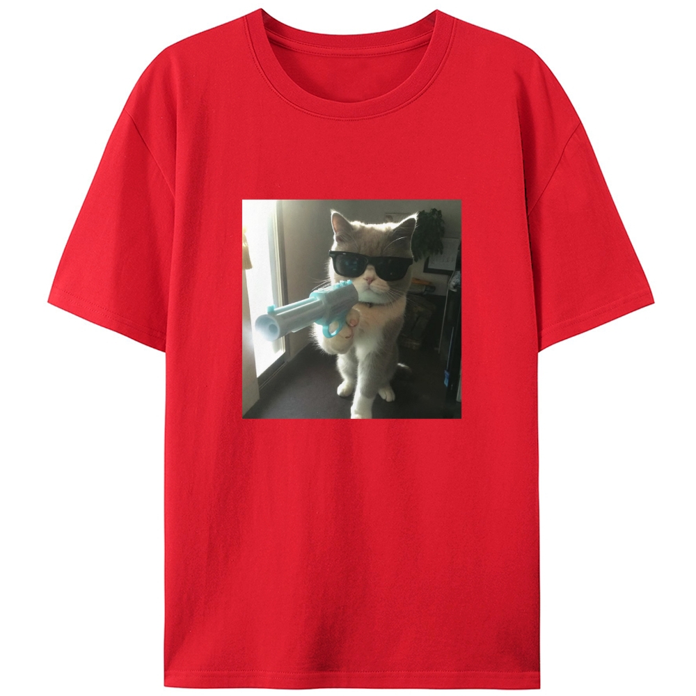 Funny Agent Cat Retro Designed for Women - Slim Fit Cotton Tee
