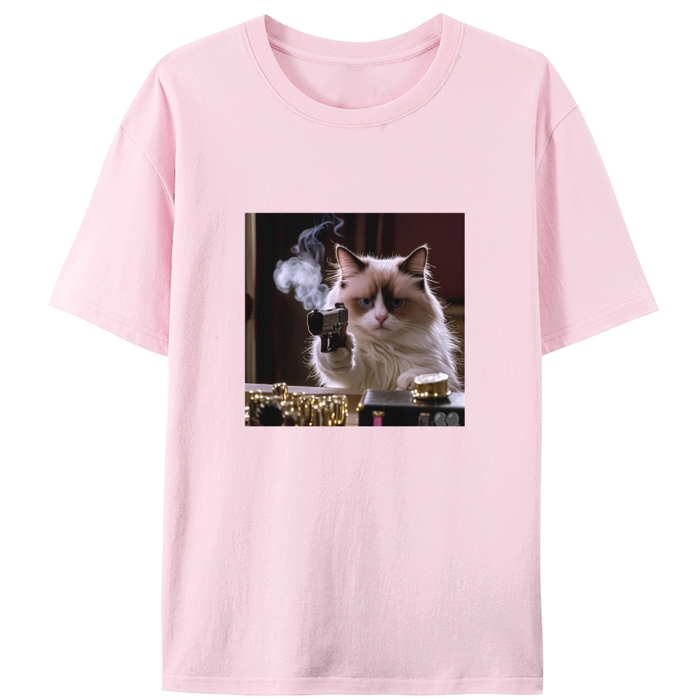 Hitman Ragdoll Cat Retro Designed for Women - Slim Fit Cotton Tee