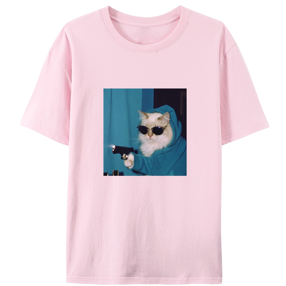 Hoodie Killer Cat Retro Designed for Women - Slim Fit Cotton Tee