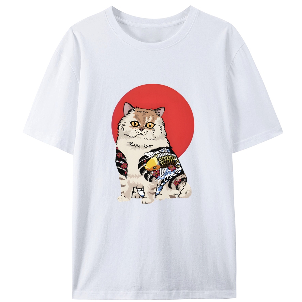 Tattoo Cat Retro Designed for Women - Slim Fit Cotton Tee
