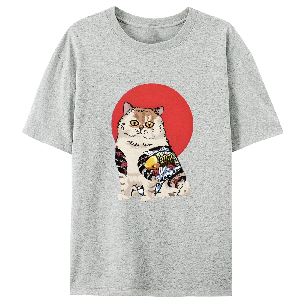 Tattoo Cat Retro Designed for Women - Slim Fit Cotton Tee