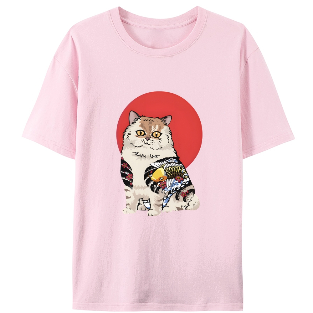 Tattoo Cat Retro Designed for Women - Slim Fit Cotton Tee