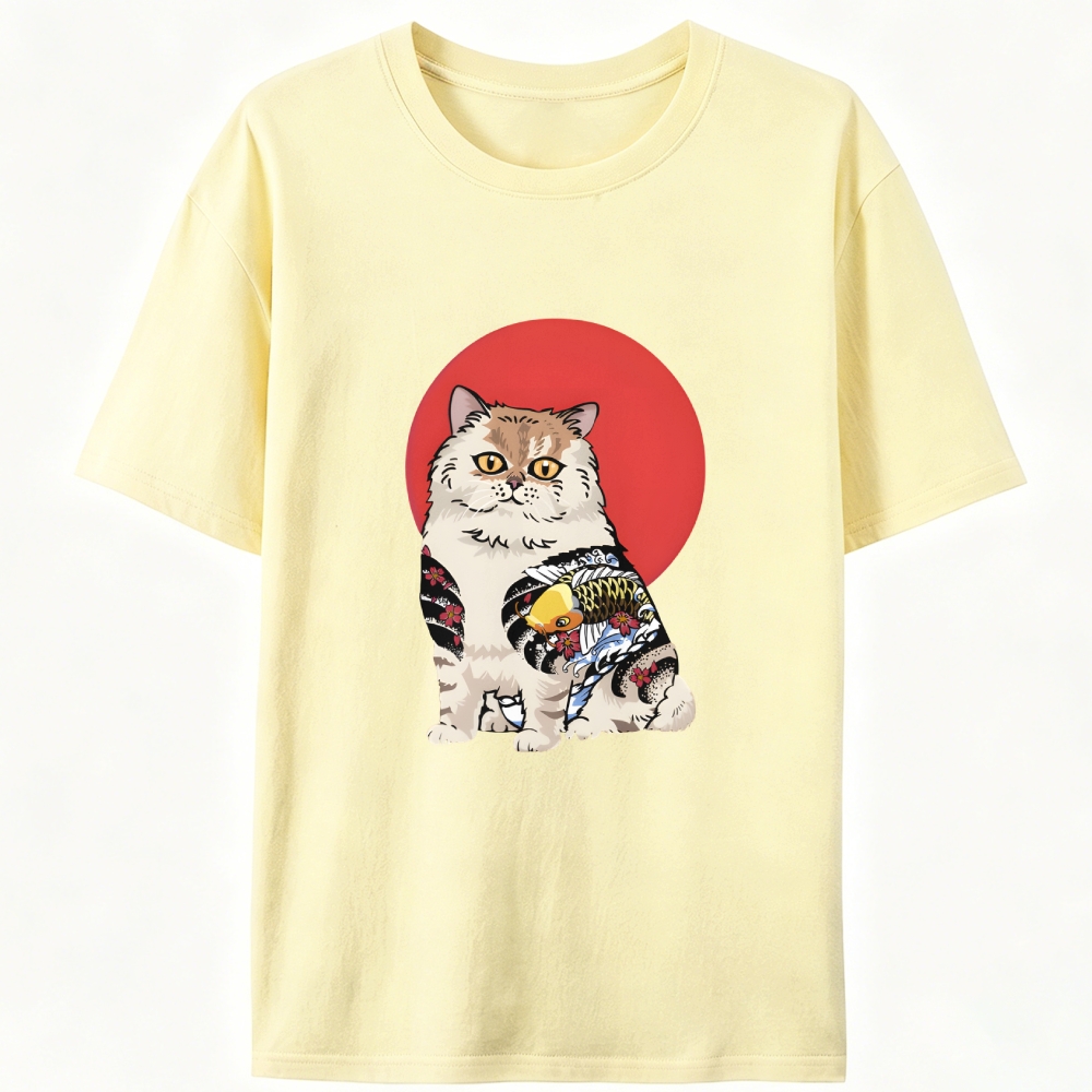 Tattoo Cat Retro Designed for Women - Slim Fit Cotton Tee