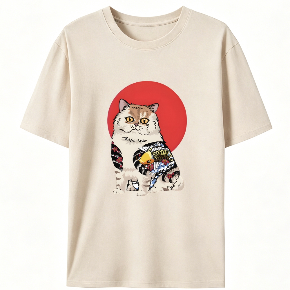 Tattoo Cat Retro Designed for Women - Slim Fit Cotton Tee